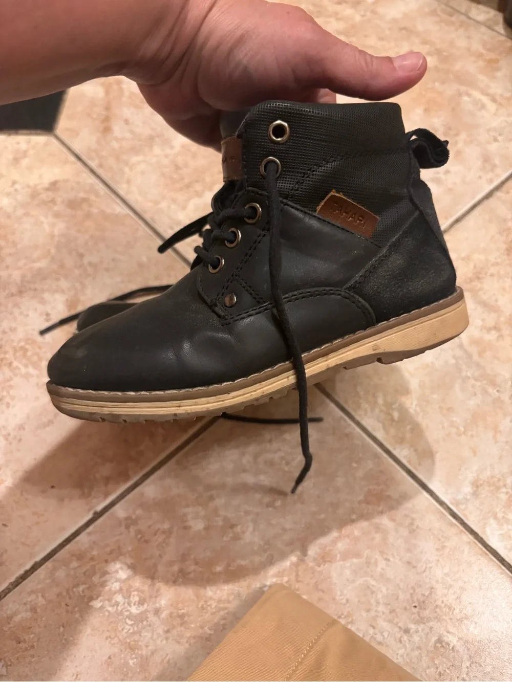 Tahari Black and Brown Kids Lace-Up Ankle Boots